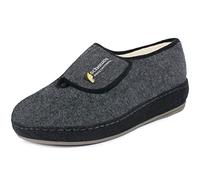 SCHAWOS Men's Hook-and-Loop Slipper 6064 - Warm Felt House Shoe with Wool Lining & Non-Slip Sole (Dark Grey, uk_footwear_size_system, adult, men, numeric, medium, numeric_9_point_5)