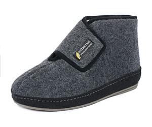 SCHAWOS Men's House Boot 6060 - Warm Felt Indoor Boot with Wool Lining & Secure Grip, Ankle-High & Non-Slip (Dark Grey, uk_footwear_size_system, adult, men, numeric, medium, numeric_10)