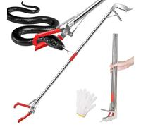 SCHEBLER 59" Snake Grabber Tool,Rubber-Jawed Locking Reptile Tongs for Rattlesnakes,Long Reach Folding Snake Catcher for Outdoor,Multi-Functional Hook,Pole