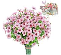 Schedulety Artificial Flowers, Uv Resistant Artificial Outdoor Flowers, Realistic Fake Flowers Hanging Basket Decoration, No Maintenance, Pruning or Watering Required (Orange, 2 Set/12 Bundles)