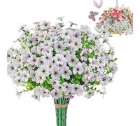 Schedulety Artificial Flowers, Uv Resistant Artificial Outdoor Flowers, Realistic Fake Flowers Hanging Basket Decoration, No Maintenance, Pruning or Watering Required (Orange, 2 Set/12 Bundles)