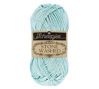 Scheepjes 1664-813 Stone Washed Cotton Yarn, 813 Amazonite, 1 x 50 g
