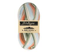 Scheepjes Arcadia Striped Yarn 100g - 913 Cottage, Blauw, Oranje, Groen
