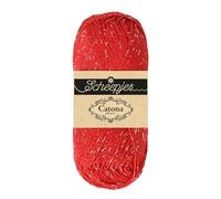 Scheepjes Catona Shine 1x50g - 115-S Hot Red - Silver, Cotton and Metallic Yarn