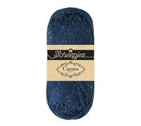 Scheepjes Catona Shine 1x50g - Midnight Blue & Rainbow Crochet and Knitting Yarn
