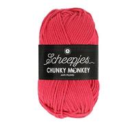 Scheepjes Chunky Monkey Aran Weight Yarn | 100g Ball | Anti-Pilling Acrylic | Soft & Hypoallergenic for Knitting and Crochet Blankets, Toys & Garments (1083 Candy Apple)
