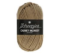 Scheepjes Chunky Monkey Aran Weight Yarn | 100g Ball | Anti-Pilling Acrylic | Soft & Hypoallergenic for Knitting and Crochet Blankets, Toys & Garments (1064 Beige)