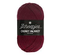 Scheepjes Chunky Monkey Aran Weight Yarn | 100g Ball | Anti-Pilling Acrylic | Soft & Hypoallergenic for Knitting and Crochet Blankets, Toys & Garments (1035 Maroon)