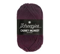 Scheepjes Chunky Monkey Aran Weight Yarn | 100g Ball | Anti-Pilling Acrylic | Soft & Hypoallergenic for Knitting and Crochet Blankets, Toys & Garments (2007 Plum)