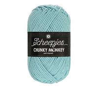 Scheepjes Chunky Monkey Aran Weight Yarn | 100g Ball | Anti-Pilling Acrylic | Soft & Hypoallergenic for Knitting and Crochet Blankets, Toys & Garments (1019 Powder Blue)