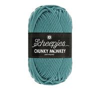 Scheepjes Chunky Monkey Aran Weight Yarn | 100g Ball | Anti-Pilling Acrylic | Soft & Hypoallergenic for Knitting and Crochet Blankets, Toys & Garments (1722 Carolina Blue)
