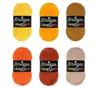 Scheepjes Colour Crafter Colour Pack - 6 x 50g Yarn in Red, Brown, and Pink