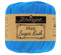 Scheepjes Maxi Sugar Rush 100% Mercerised Cotton Lace Weight Yarn Thread - 50g Ball (280m) - for Crochet, Tatting & Fine Lacework (215 Royal Blue)