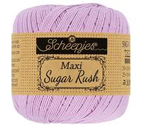 Scheepjes Maxi Sugar Rush 100% Mercerised Cotton Lace Weight Yarn Thread - 50g Ball (280m) - for Crochet, Tatting & Fine Lacework (226 Light Orchid)