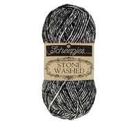 Scheepjes Stone Washed 50 g - 803 Black Onyx, Cotton-Acrylic Blend, Soft matt Finish, 1 Ball