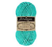 Scheepjes Stone Washed XL Aran Weight Yarn 50g | 70% Cotton 30% Acrylic Blend | Super Soft Heathered Yarn for Knitting, Crochet & Amigurumi Projects (864 Turquoise)