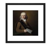 Scheffer Portrait Leonard Van Der Voort Painting 8X8 Inch Square Wooden Framed Wall Art Print Picture with Mount Artery8 Black One Size