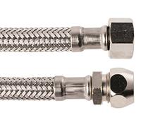 Schell 19861 5 Flexible Fitting Connection Hose 3/8 x 10 x 500 mm, Stainless Steel, 3/8 Inch Throw x 10 mm Crimp x 500 mm, 3/8 x 10 x 500 mm