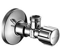 Schell Comfort 052120699 DIN Regulating Angle Valve/Angle Valve 1/2 Inch x 3/8 Inch Chrome-Plated Long Thrust Shaft Rosette 54 mm with Comfort Handle Without Compression Fittings
