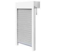 Schellenberg 39052 Roller Shutter Set for Windows, Mini Roller Shutter System, PVC, 75 x 75 cm, White/Grey, Can be Shortened in Height, Width, Includes EPS Insulation and Accessories for Self-Assembly