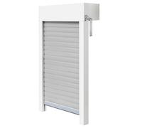 Schellenberg 39063 Roller Shutter Set for Windows, Mini Roller Shutter System, PVC, 120 x 120 cm, White/Grey, Can be Shortened in Height, Width, Includes EPS Insulation and Accessories for