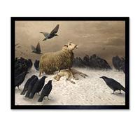 Schenck Anguish Sheep Ewe Crows Carrion Painting Art Print Framed Poster Wall Decor 12x16 inch