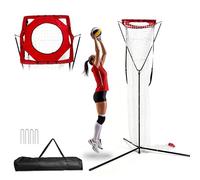 SCHENG-V Volleyball Setter Trainer, Adjustable Height 7.5-11.5 FT, Angle Adjustable 45°-180°, Stable Base with Ground Stakes, Indoor & Outdoor Volleyball Training Equipment for Setting Practice