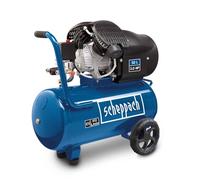 Scheppach Air Compressor 50L 3HP Twin Cylinder 412L/min 8 Bar for Air Tools | Oil-Lubricated Air Compressor with Two Quick Couplings, Dual Gauges and Wheels for Tyre Inflators, Paint and Blow Guns
