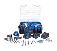 Scheppach DTB20-20ProS Mobile Workshop Cordless Hammer Drill with 206-Piece Accessories in Plastic Box Including 2 Batteries and Charger