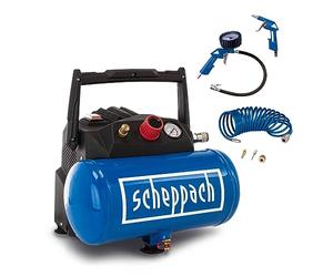Scheppach HC06 Air Compressor | 1200W | 6L Tank | 8Bar | Oil-Free | Portable | Inc. Hose & Accessory Kit