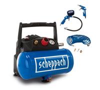 Scheppach HC06 6L Air Compressor | 1200W Oil-Free 200L/min | Compact for Tyre Inflation, Nail Staple Gun, Air Ratchet | 8 Bar | Inc. Accessories