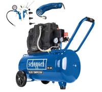 Scheppach HC51Si Silent Air Compressor 50L, 1500W 2HP Oil Free, 8 Bar, 60dB | Portable Workshop Compressor on 175mm Wheels, with Twin Quick Couplings and Dual Gauges for Spray Painting, Nailing and Tyres