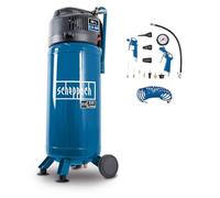 Scheppach HC51V 50L Air Compressor, 1500W Oil-Free Electric Compressor, 10 Bar, 220L/min, Vertical Tank, Dual Quick Couplings, Hose and 13-Piece Accessory Kit