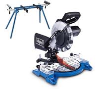 Scheppach HM210L 8" Mitre Saw & UMF1550 Tool Stand, 210mm Blade, 1500W, 120mm Cross Cut, 45° Bevel, 24T TCT Blade for Wood DIY Workshop