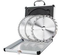Scheppach Saw Blade Set of 3 | 24/48/60 Teeth | Tungsten Carbide | Ideal for MDF, Laminate, Hardwood, Plastics, Aluminium, Non-ferrous Metals | With Case