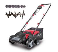 Scheppach SC32 Electric Lawn Scarifier and Aerator, 1500W, 32cm, 30L | Electric lawn rake with interchangeable rollers, four depth settings, a 30L collector and foldable handle