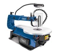 Scheppach SD1600V Scroll Saw, 406mm Throat, 50mm Cut, Variable Speed | Versatile wood saw with pinned and pinless blade support, 0-45° tilting table, workpiece hold-down, LED light and dust blower