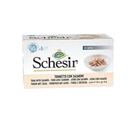 Schesir Ocean Adult Cat Wet Food with Tuna with Salmon - Total 300 g (6 x 50 g Cans)