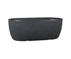 Scheurich Linetto Oval Bowl, Round Planter/Planter/Planter, Stony Black, Made with Recycled Plastic, 10 Year Guarantee, Outdoor Use