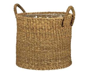 Scheurich Seagrass 23 Basket Planter/Basket Planter/Basket Pot with Seagrass Handles, Colour: Groove, 24 cm Diameter, 20 cm High, 7.5 Litres Vol.