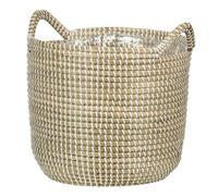Scheurich Seagrass 26, Basket Planter/Basket Pot with Seagrass Handles, Colour: White, 26 cm Diameter, 23.5 cm High, 13.1 L Vol.