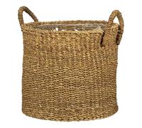 Scheurich Seagrass Nut 27cm Diameter, 24cm High, 13.1L Basket Planter with Seagrass Handles, Groove Color, Indoor Use
