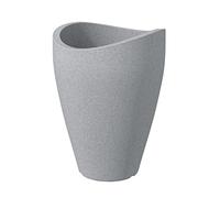 Scheurich Wave Globe High 40 Round Tall Planter/Planter - Stony Grey - Made with Recycled Plastic - 10 Year Guarantee - Outdoor Use