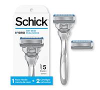 Schick Hydro 5 Sense Hydrate Razor with Shock Absorb Technology for Men, 1 Handle with 2 Refills,1 Count