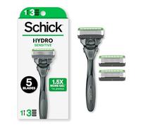 Schick Hydro Sensitive Razor, 5 Blade Cartridge Razor for Men with Sensitive Skin, 1 Stainless Steel Handle and 3 Refills