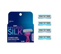 Schick Hydro Silk Ultimate Pubic Skin Protection, 4 Razor Refills Women | Pubic Hair Razor Blades Refills Women, Bikini Razors for Women, Bikini Line Razor, Pubic Razor Refills for Women, 4ct
