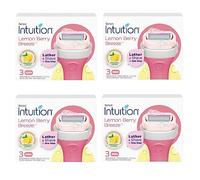 Schick Intuition Lemon Renewing Moisture Women Razor Refill Cartridges, New Version 2022 (Lemon 12 Count (4Pack))