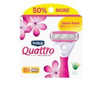 Schick Quattro Womens Replacement Razor Blades, Pack of 12, Multi-Colour