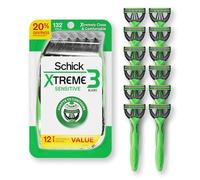 Schick Xtreme 3 Sensitive Razor - Disposable Razors Men, Head Razor, Razors for Men Sensitive Skin, 12 Count
