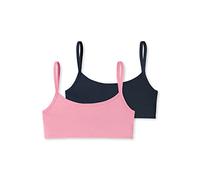 Schiesser Girl's Pack of 2 Bustiers Underwear, Dark Blue Pink Plain, 16 Years